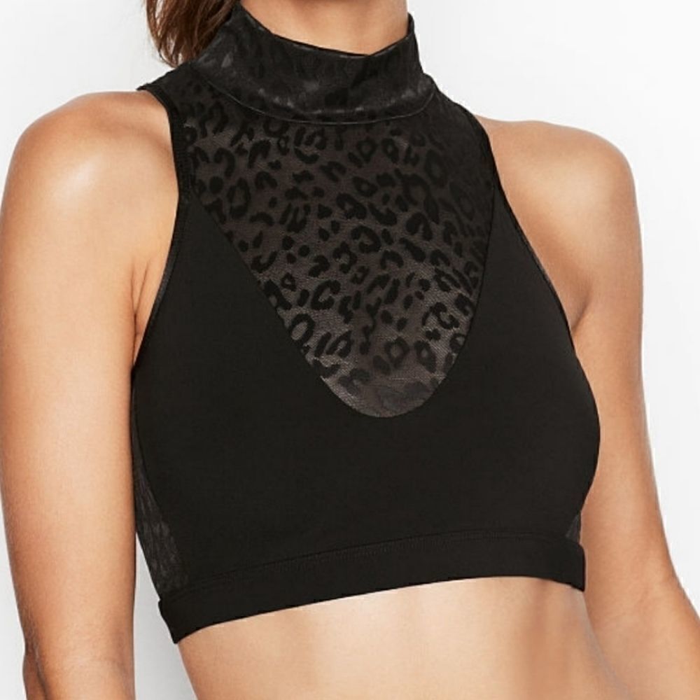 Victoria’s Secret Mock Neck Cropped Halter Top – Black Small